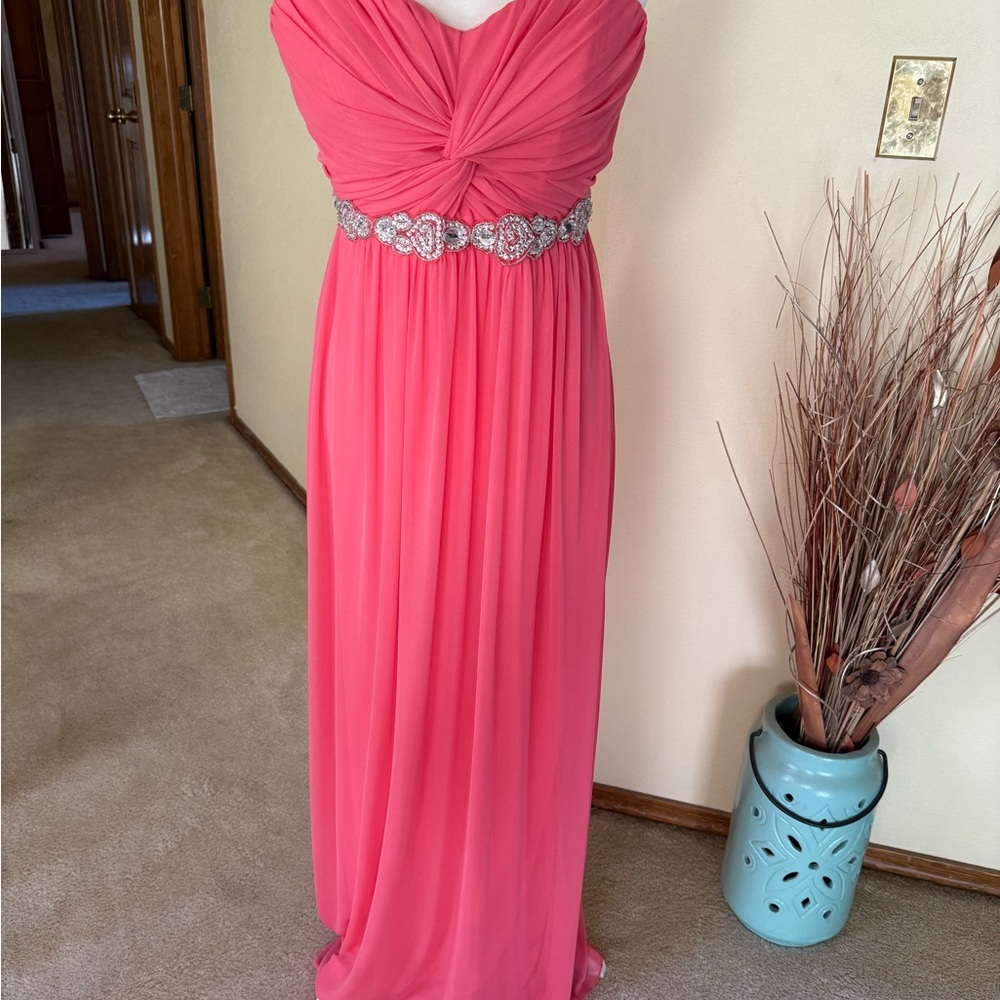 City Triangles Pink Ruched formal Embellished Gown